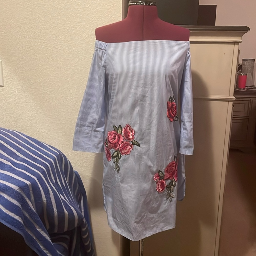 Zara women off the shoulder shirt dress